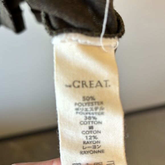 The Great Skirt sleeve T-shirt dark green olive 0 ruffles distressed hems - Picture 5 of 6